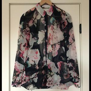 Finders Keepers Sheer Backless Button Down, XS